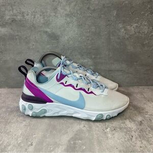 Nike React Element 55 Running Shoes BQ2728-008 Womens sz 8 - blue/white
